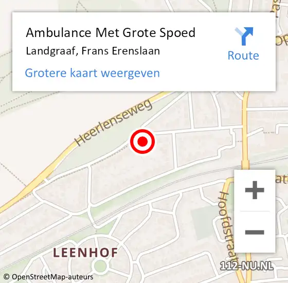 Locatie op kaart van de 112 melding: Ambulance Met Grote Spoed Naar Landgraaf, Frans Erenslaan op 28 juni 2014 00:33