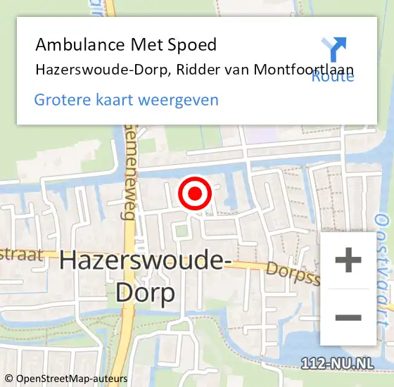 Locatie op kaart van de 112 melding: Ambulance Met Spoed Naar Hazerswoude-Dorp, Ridder van Montfoortlaan op 2 november 2021 21:23