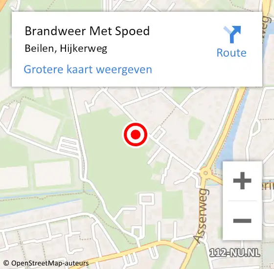 Locatie op kaart van de 112 melding: Brandweer Met Spoed Naar Beilen, Hijkerweg op 2 november 2021 21:38