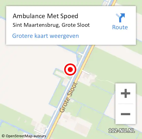 Locatie op kaart van de 112 melding: Ambulance Met Spoed Naar Sint Maartensbrug, Grote Sloot op 2 november 2021 21:42