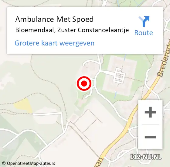 Locatie op kaart van de 112 melding: Ambulance Met Spoed Naar Bloemendaal, Zuster Constancelaantje op 2 november 2021 21:49