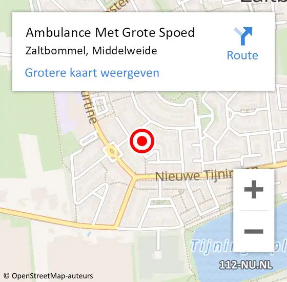 Locatie op kaart van de 112 melding: Ambulance Met Grote Spoed Naar Zaltbommel, Middelweide op 2 november 2021 22:09