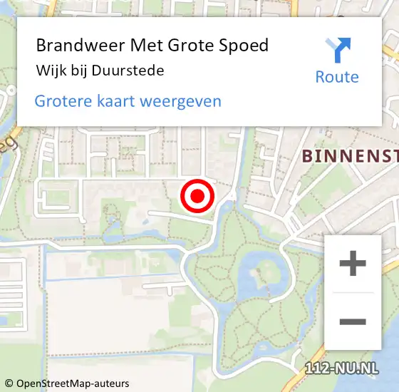 Locatie op kaart van de 112 melding: Brandweer Met Grote Spoed Naar Wijk bij Duurstede op 2 november 2021 22:22