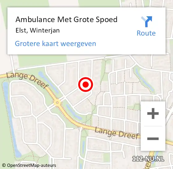 Locatie op kaart van de 112 melding: Ambulance Met Grote Spoed Naar Elst, Winterjan op 2 november 2021 22:32