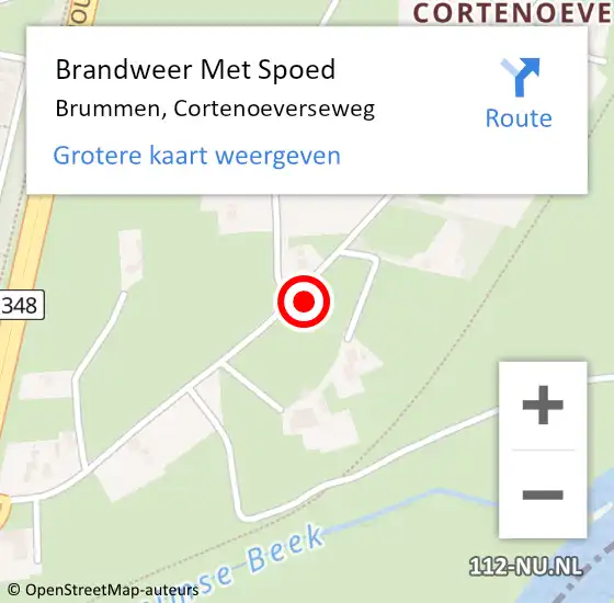 Locatie op kaart van de 112 melding: Brandweer Met Spoed Naar Brummen, Cortenoeverseweg op 2 november 2021 22:38