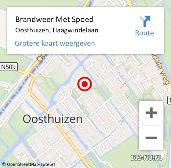 Locatie op kaart van de 112 melding: Brandweer Met Spoed Naar Oosthuizen, Haagwindelaan op 2 november 2021 22:49