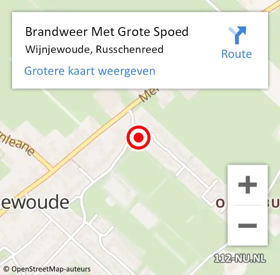 Locatie op kaart van de 112 melding: Brandweer Met Grote Spoed Naar Wijnjewoude, Russchenreed op 28 juni 2014 00:45