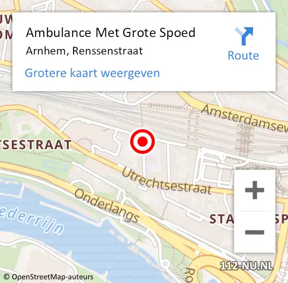 Locatie op kaart van de 112 melding: Ambulance Met Grote Spoed Naar Arnhem, Renssenstraat op 2 november 2021 23:36