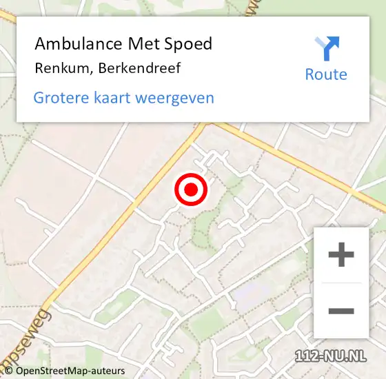 Locatie op kaart van de 112 melding: Ambulance Met Spoed Naar Renkum, Berkendreef op 2 november 2021 23:42