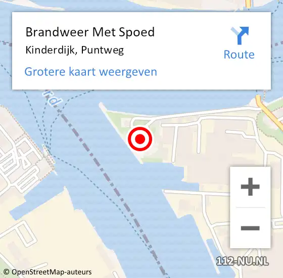 Locatie op kaart van de 112 melding: Brandweer Met Spoed Naar Kinderdijk, Puntweg op 2 november 2021 23:43