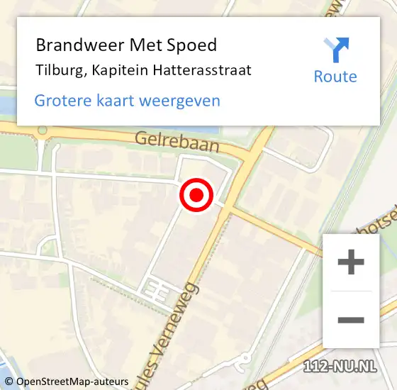 Locatie op kaart van de 112 melding: Brandweer Met Spoed Naar Tilburg, Kapitein Hatterasstraat op 3 november 2021 01:41