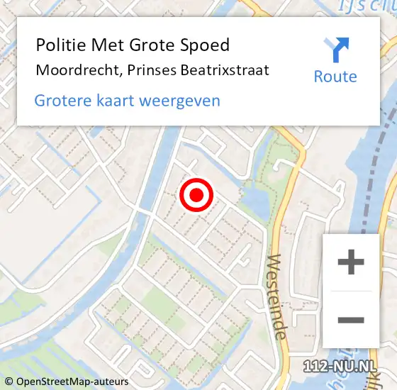 Locatie op kaart van de 112 melding: Politie Met Grote Spoed Naar Moordrecht, Prinses Beatrixstraat op 3 november 2021 02:57