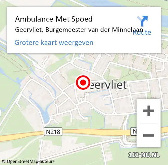 Locatie op kaart van de 112 melding: Ambulance Met Spoed Naar Geervliet, Burgemeester van der Minnelaan op 3 november 2021 03:18