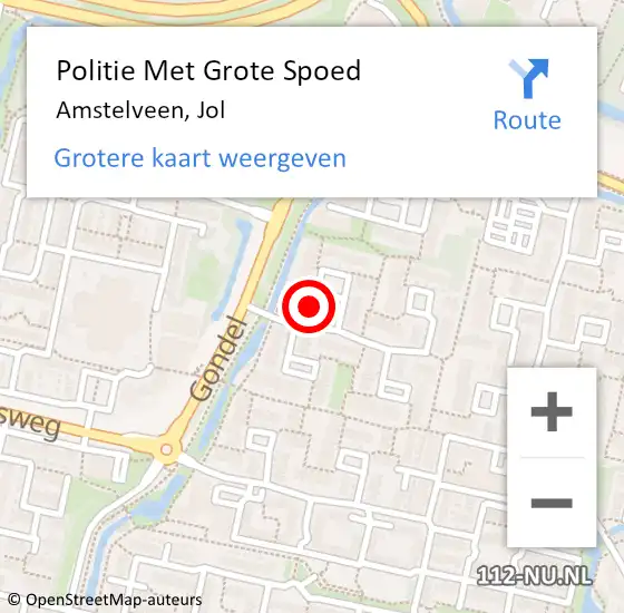 Locatie op kaart van de 112 melding: Politie Met Grote Spoed Naar Amstelveen, Jol op 3 november 2021 04:39