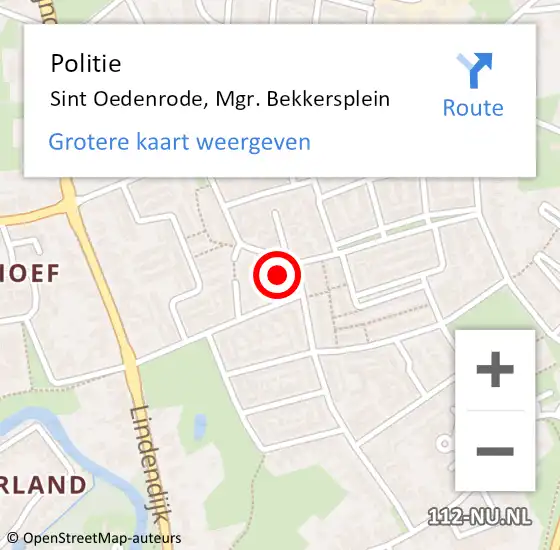 Locatie op kaart van de 112 melding: Politie Sint Oedenrode, Mgr. Bekkersplein op 3 november 2021 04:44