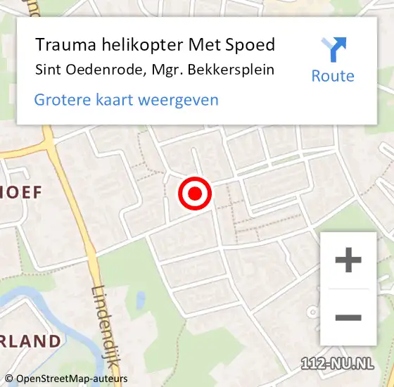 Locatie op kaart van de 112 melding: Trauma helikopter Met Spoed Naar Sint Oedenrode, Mgr. Bekkersplein op 3 november 2021 04:45