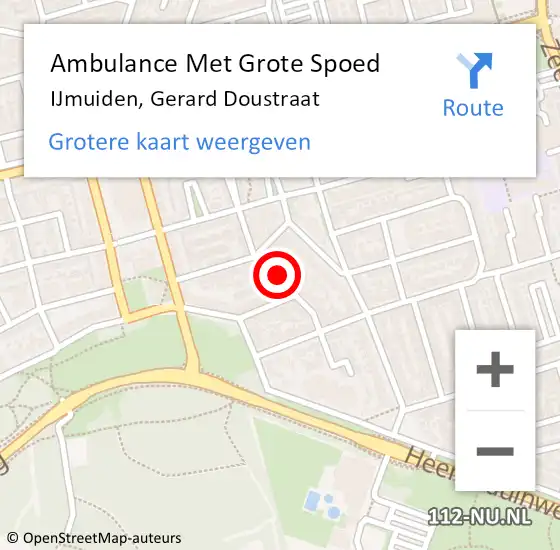 Locatie op kaart van de 112 melding: Ambulance Met Grote Spoed Naar IJmuiden, Gerard Doustraat op 3 november 2021 06:59