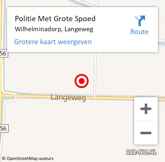 Locatie op kaart van de 112 melding: Politie Met Grote Spoed Naar Wilhelminadorp, Langeweg op 3 november 2021 07:17