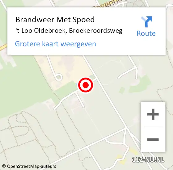 Locatie op kaart van de 112 melding: Brandweer Met Spoed Naar 't Loo Oldebroek, Broekeroordsweg op 3 november 2021 07:20