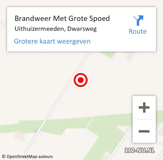 Locatie op kaart van de 112 melding: Brandweer Met Grote Spoed Naar Uithuizermeeden, Dwarsweg op 3 november 2021 07:37