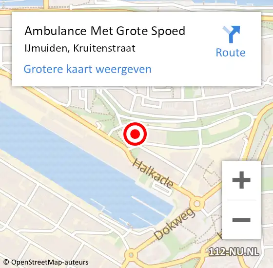 Locatie op kaart van de 112 melding: Ambulance Met Grote Spoed Naar IJmuiden, Kruitenstraat op 3 november 2021 07:39