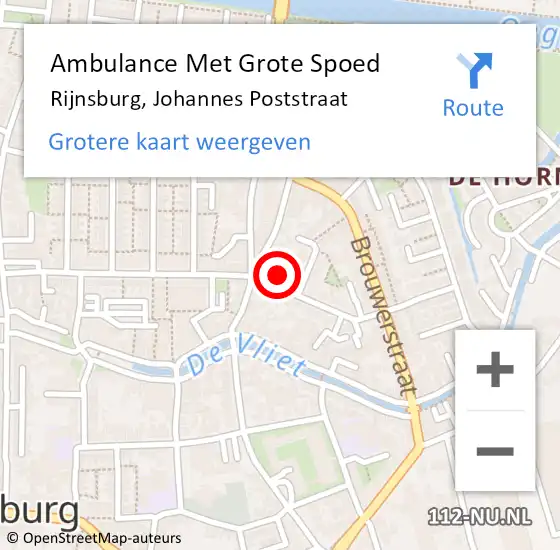 Locatie op kaart van de 112 melding: Ambulance Met Grote Spoed Naar Rijnsburg, Johannes Poststraat op 3 november 2021 08:07