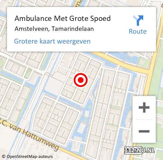 Locatie op kaart van de 112 melding: Ambulance Met Grote Spoed Naar Amstelveen, Tamarindelaan op 3 november 2021 08:14