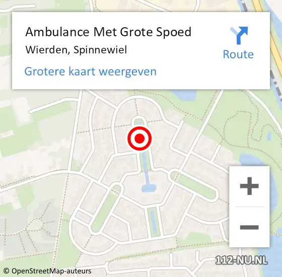 Locatie op kaart van de 112 melding: Ambulance Met Grote Spoed Naar Wierden, Spinnewiel op 3 november 2021 08:15