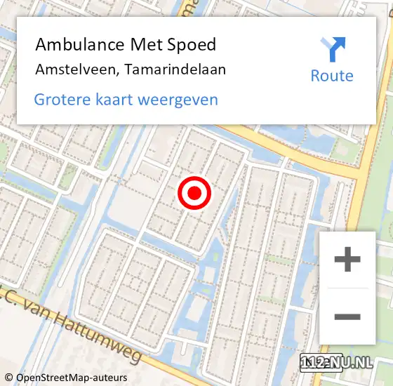 Locatie op kaart van de 112 melding: Ambulance Met Spoed Naar Amstelveen, Tamarindelaan op 3 november 2021 08:16