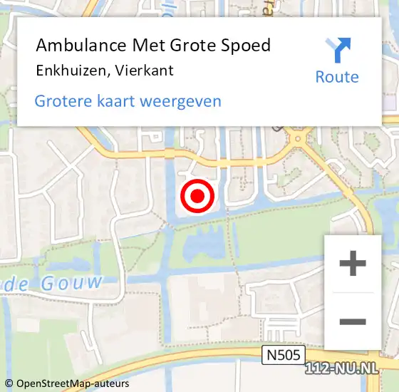 Locatie op kaart van de 112 melding: Ambulance Met Grote Spoed Naar Enkhuizen, Vierkant op 3 november 2021 08:16