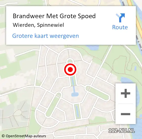 Locatie op kaart van de 112 melding: Brandweer Met Grote Spoed Naar Wierden, Spinnewiel op 3 november 2021 08:21