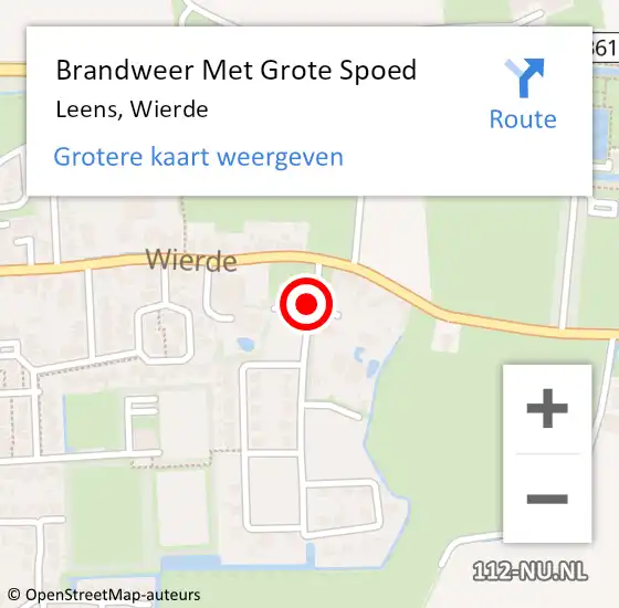 Locatie op kaart van de 112 melding: Brandweer Met Grote Spoed Naar Leens, Wierde op 3 november 2021 08:42