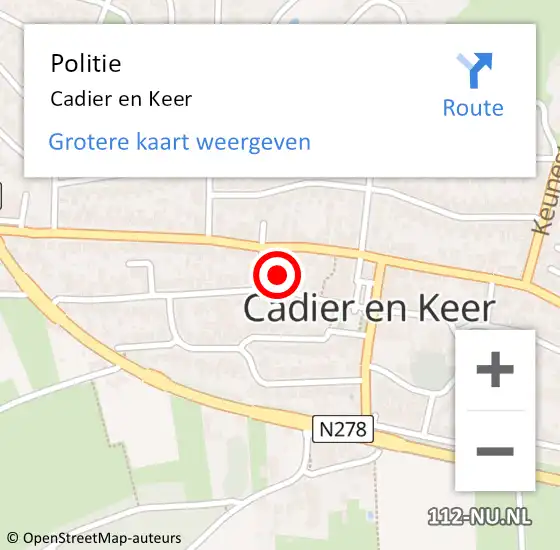 Locatie op kaart van de 112 melding: Politie Cadier en Keer op 3 november 2021 08:47