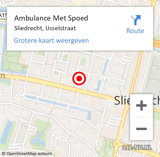 Locatie op kaart van de 112 melding: Ambulance Met Spoed Naar Sliedrecht, IJsselstraat op 3 november 2021 08:51