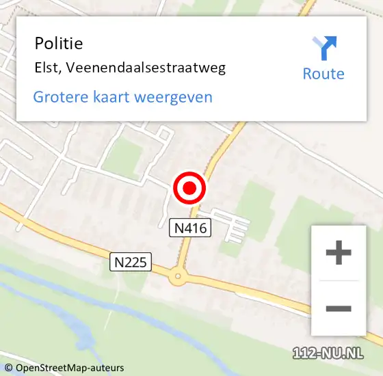 Locatie op kaart van de 112 melding: Politie Elst, Veenendaalsestraatweg op 3 november 2021 08:53