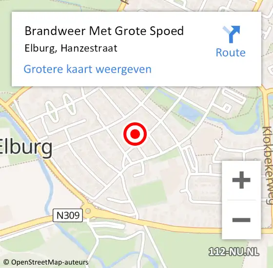 Locatie op kaart van de 112 melding: Brandweer Met Grote Spoed Naar Elburg, Hanzestraat op 3 november 2021 09:01