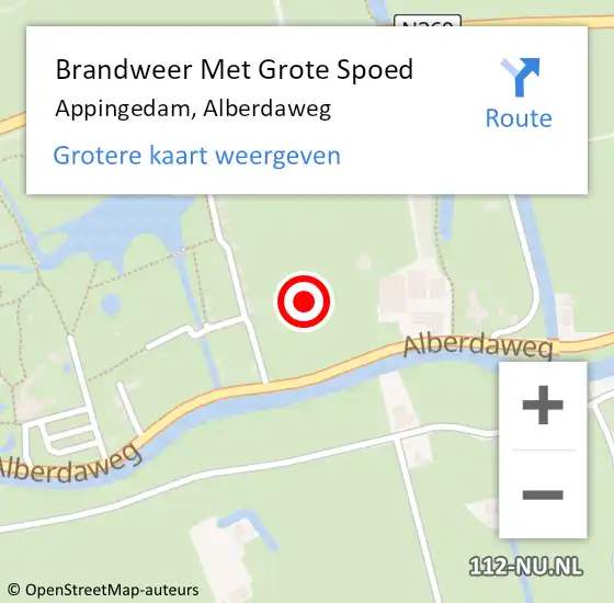 Locatie op kaart van de 112 melding: Brandweer Met Grote Spoed Naar Appingedam, Alberdaweg op 3 november 2021 09:05