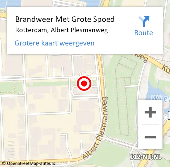 Locatie op kaart van de 112 melding: Brandweer Met Grote Spoed Naar Rotterdam, Albert Plesmanweg op 3 november 2021 09:09