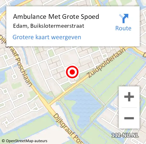 Locatie op kaart van de 112 melding: Ambulance Met Grote Spoed Naar Edam, Buikslotermeerstraat op 3 november 2021 09:28