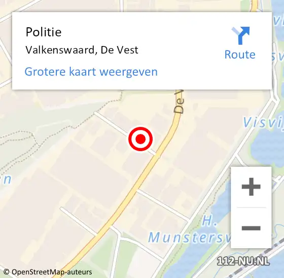 Locatie op kaart van de 112 melding: Politie Valkenswaard, De Vest op 3 november 2021 09:30