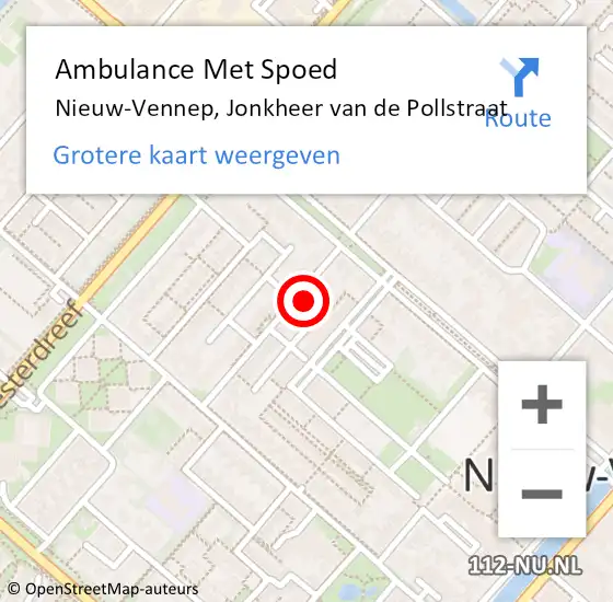 Locatie op kaart van de 112 melding: Ambulance Met Spoed Naar Nieuw-Vennep, Jonkheer van de Pollstraat op 3 november 2021 09:32