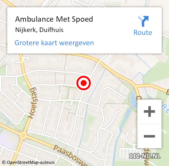 Locatie op kaart van de 112 melding: Ambulance Met Spoed Naar Nijkerk, Duifhuis op 3 november 2021 09:42