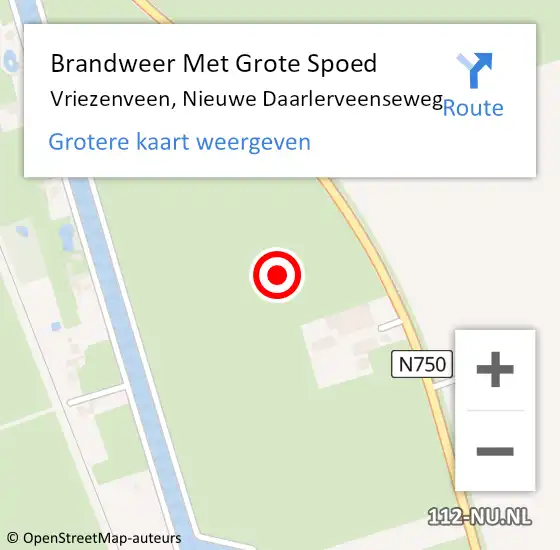 Locatie op kaart van de 112 melding: Brandweer Met Grote Spoed Naar Vriezenveen, Nieuwe Daarlerveenseweg op 3 november 2021 09:42