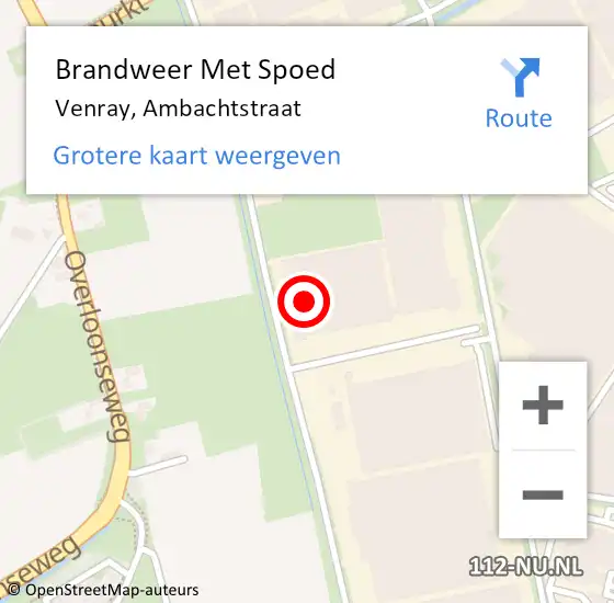 Locatie op kaart van de 112 melding: Brandweer Met Spoed Naar Venray, Ambachtstraat op 3 november 2021 10:22