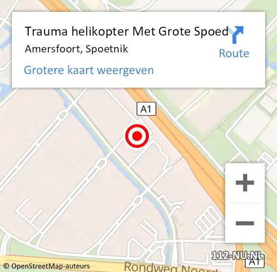 Locatie op kaart van de 112 melding: Trauma helikopter Met Grote Spoed Naar Amersfoort, Spoetnik op 3 november 2021 10:29