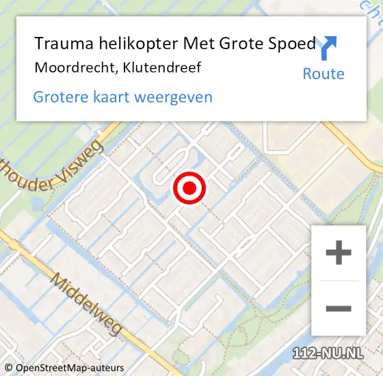 Locatie op kaart van de 112 melding: Trauma helikopter Met Grote Spoed Naar Moordrecht, Klutendreef op 3 november 2021 10:48