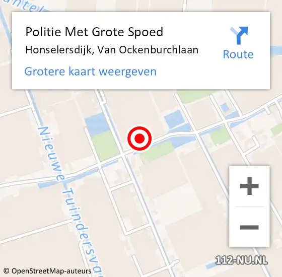 Locatie op kaart van de 112 melding: Politie Met Grote Spoed Naar Honselersdijk, Van Ockenburchlaan op 3 november 2021 10:59