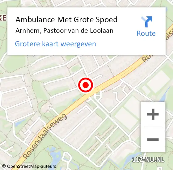 Locatie op kaart van de 112 melding: Ambulance Met Grote Spoed Naar Arnhem, Pastoor van de Loolaan op 3 november 2021 11:07