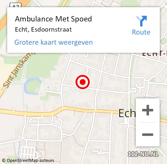 Locatie op kaart van de 112 melding: Ambulance Met Spoed Naar Echt, Esdoornstraat op 28 juni 2014 02:15