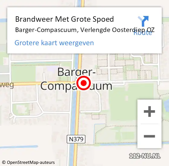 Locatie op kaart van de 112 melding: Brandweer Met Grote Spoed Naar Barger-Compascuum, Verlengde Oosterdiep OZ op 3 november 2021 11:49